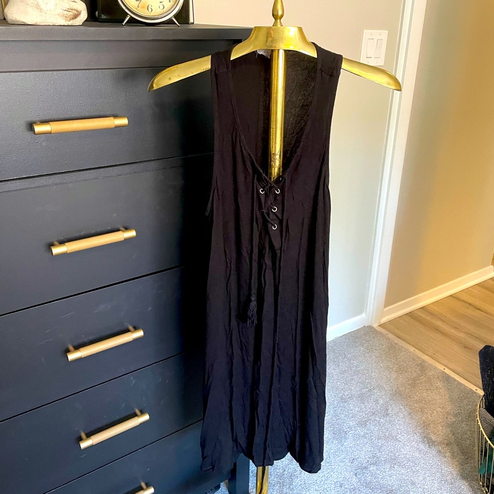 Black dress with tassels